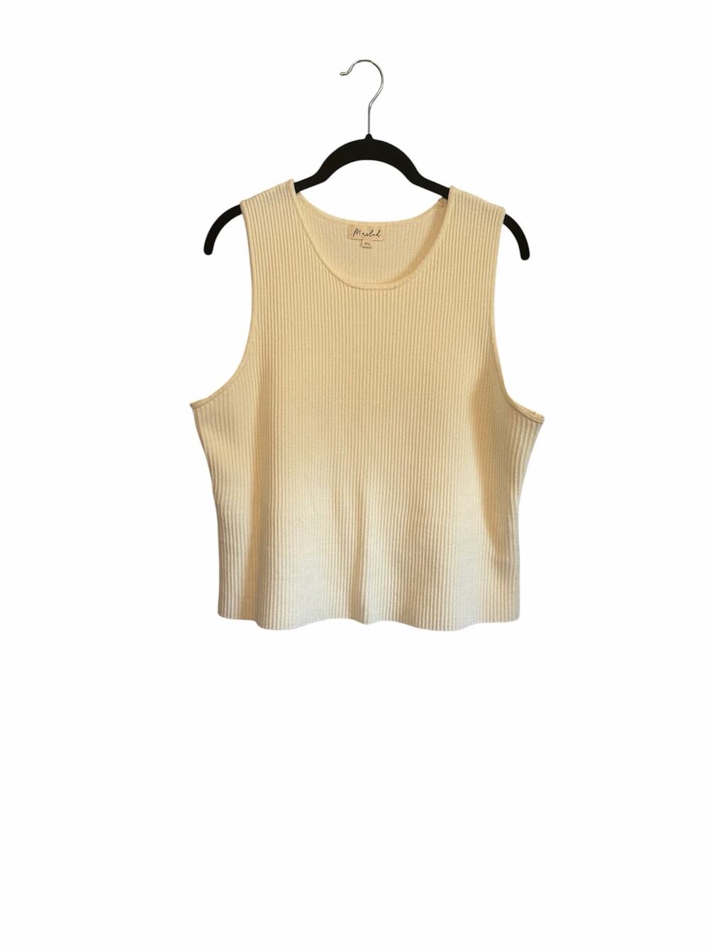 Marled Sweater Tank Top Ribbed Cream Size Extra Large